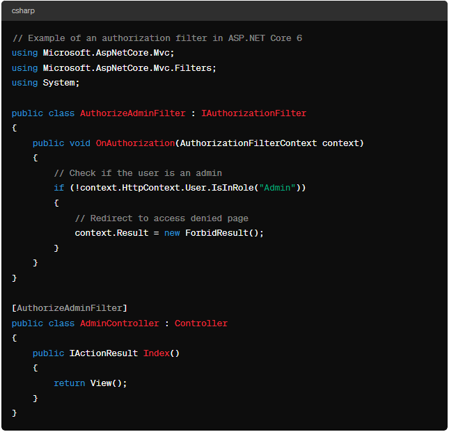 ASP.NET Core 6 Authorization Filters