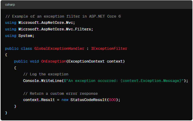 ASP.NET Core 6 Exception Filters